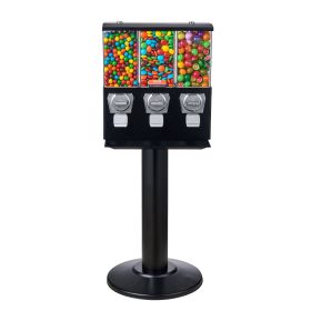 VEVOR Commercial Vending Machine, Triple Compartment Candy Dispenser with Iron Stand, Gumball and Candy Machine for Business
