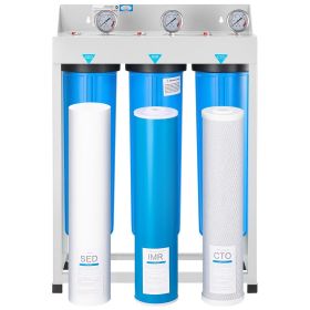 VEVOR Whole House Water Filter System, 3-Stage | Sediment, IMR, CTO | 4.5" x 20" Home Water Purifier Filter Reduce Iron, Manganese, Chlorine